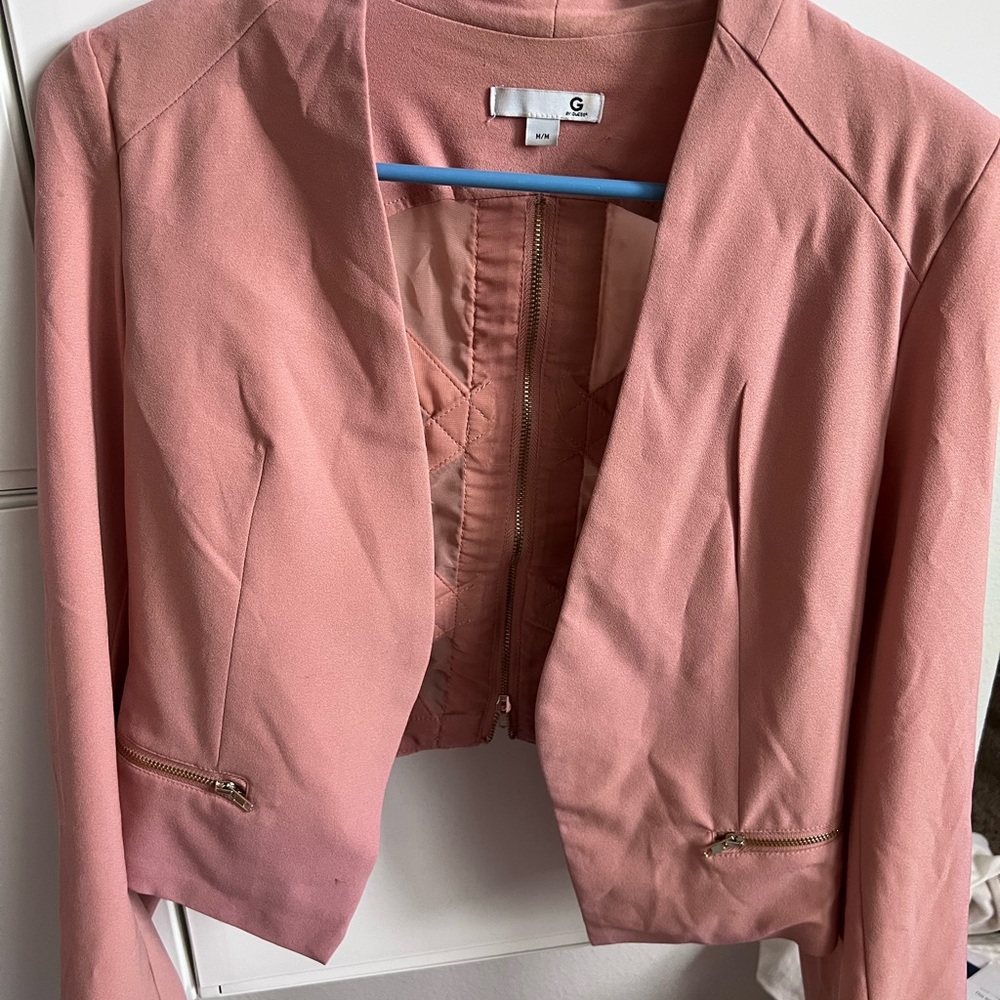 G by Guess Pink Blazer Contemporary Suit Jacket